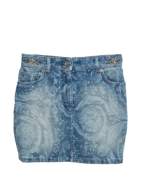 Versace Pre-Owned Baroque-print denim skirt Blue 1376240