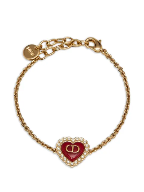 Christian Dior Pre-Owned Petit CD Baroque faux-pearl bracelet Gold 1378545