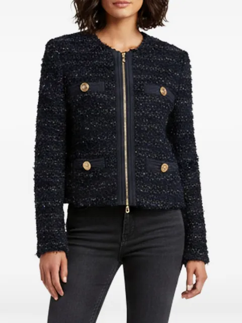 Balmain Pre-Owned bouclé zip-up tweed jacket Blue 1377636