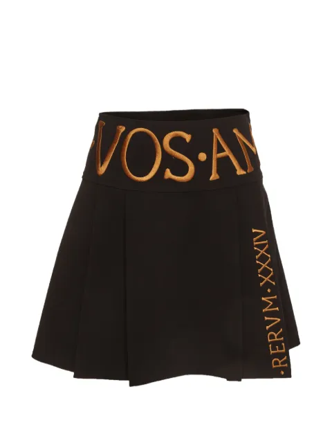 Moschino Pre-Owned embroidered-logo pleated mini skirt Black 1377804