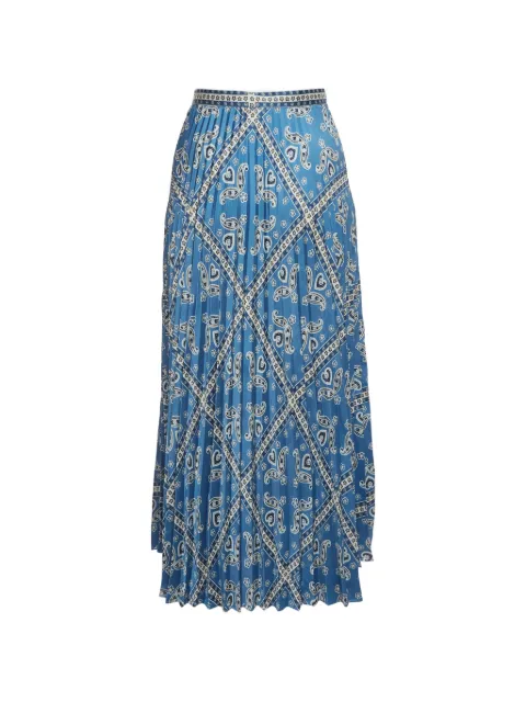 SANDRO paisley-printed pleated midi skirt Blue 1378434