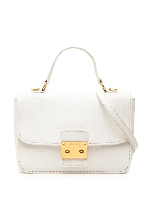 Miu Miu Pre-Owned 2010-2026 Goatskin Madras Push Lock Top Handle satchel White HBXY5V0PKNG4RE13