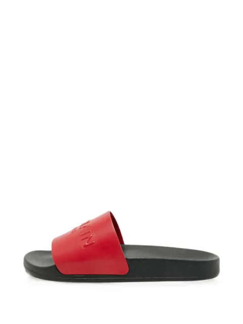 Balmain Pre-Owned monogram embossed slides Red 1377357