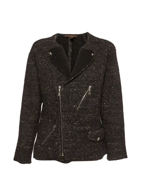 Louis Vuitton Pre-Owned asymmetrical tweed cardigan Black 1377642