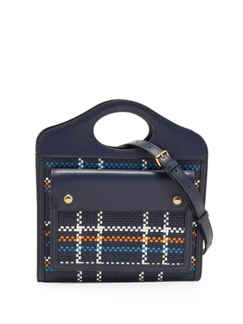Burberry Pre-Owned Mini Pocket woven leather tote bag Blue 1379701