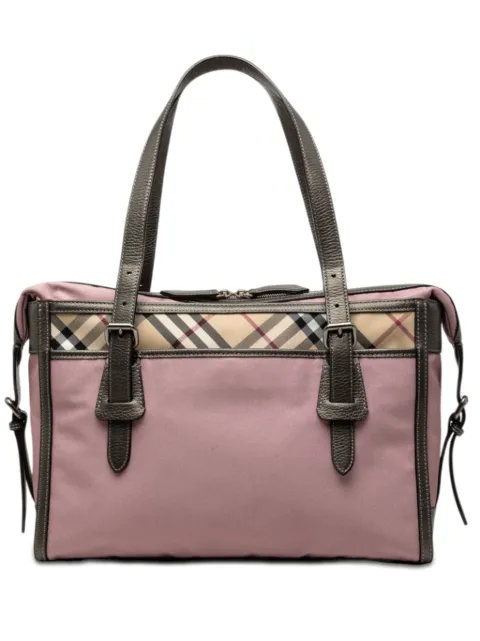 Burberry Pre-Owned 2000-2017 Nova Check and Leather Trimmed Canvas tote bag Pink XWZUE844SG32E5KJ