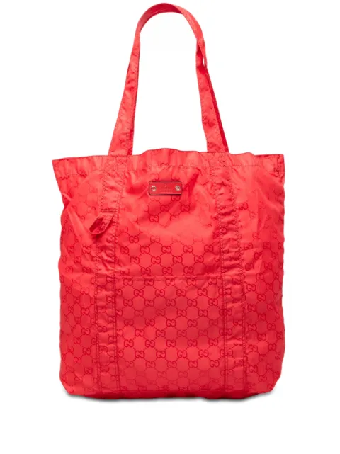 Gucci Pre-Owned 2000-2015 GG Nylon Teddy Bear Folding tote bag Red R81IBH6HPWIIUQEO