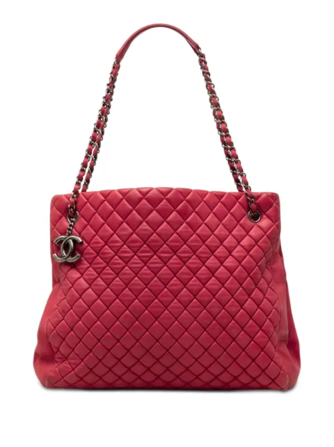 CHANEL Pre-Owned 2012-2013 Large Quilted Iridescent Calfskin New Bubble tote bag Red QN5QIG1J952CV6EA