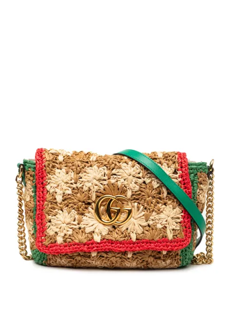 Gucci Pre-Owned 2016-2026 Small GG Marmont Raffia crossbody bag Neutrals IM79LVFXPP2JEUYG