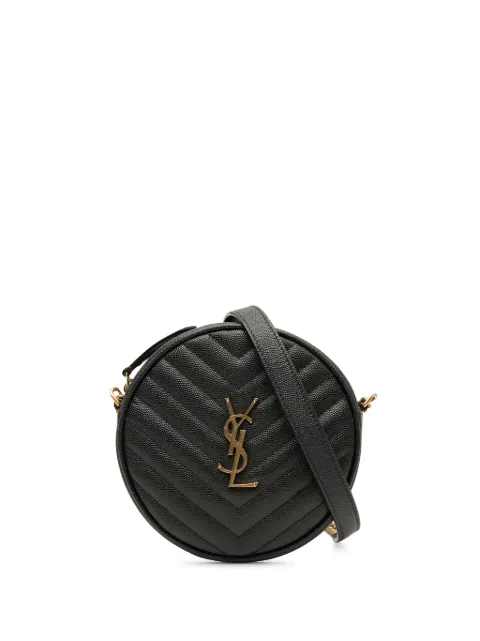 Saint Laurent Pre-Owned 2020 Grain De Poudre Chevron Round Vinyle Camera Bag crossbody bag Black FBAU349O8ZMA6VJJ