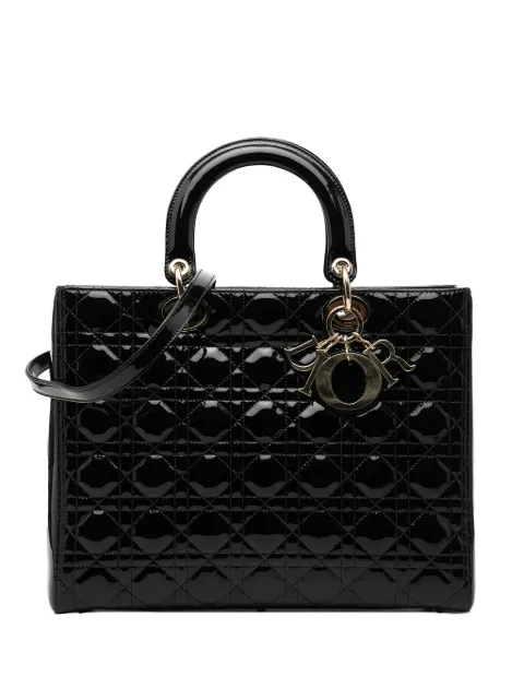 Christian Dior Pre-Owned 2010 Large Patent Cannage Lady Dior satchel Black AO7ADIDCACM5FKLY