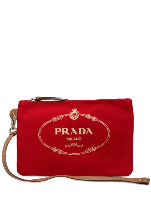 Prada Pre-Owned 2013-2026 Canvas Canapa Logo Wristlet pouch Red AATL0OUFRN893EZR