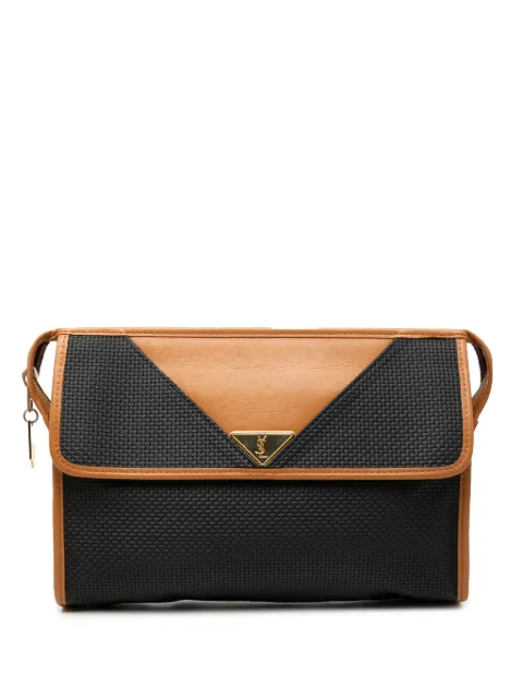 Saint Laurent Pre-Owned 2000-2010 Leather Trimmed Coated Canvas clutch bag Black 8VC22LC4BA0H2RHX