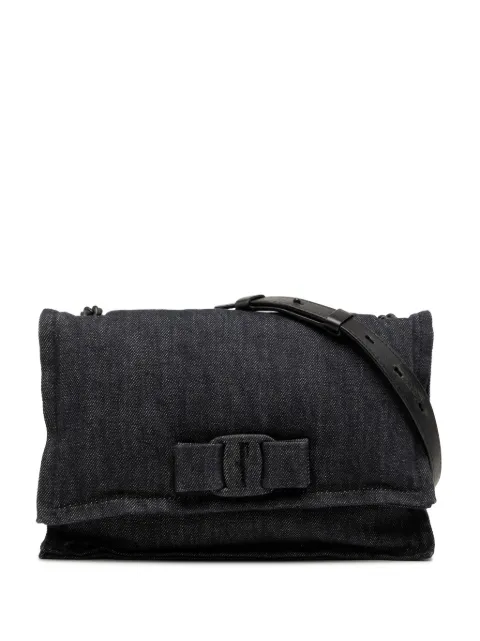 Ferragamo Pre-Owned 2000-2026 Small Denim Viva Bow shoulder bag Black 597OVOMKKBFIC4A1