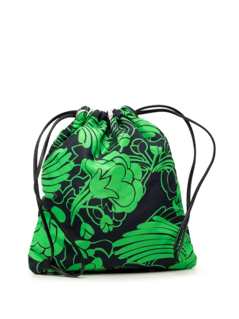 Miu Miu Pre-Owned 2010-2026 Canvas Floral Botanical Print Drawstring Pouch clutch bag Black 4UROOQ7QROCGZJQD