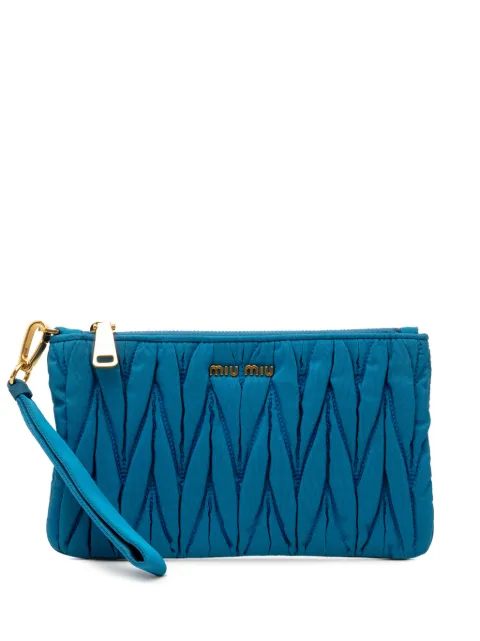 Miu Miu Pre-Owned 2010-2026 Matelasse Nylon clutch bag Blue 4GJ7FIVPPOXUM31Y