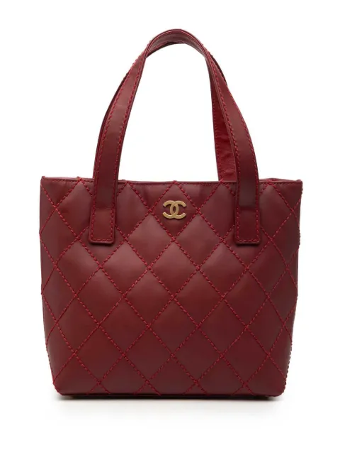 CHANEL Pre-Owned 2003-2004 Small CC Calfskin Surpique tote bag Red 29MO6871Y3HNUP1E