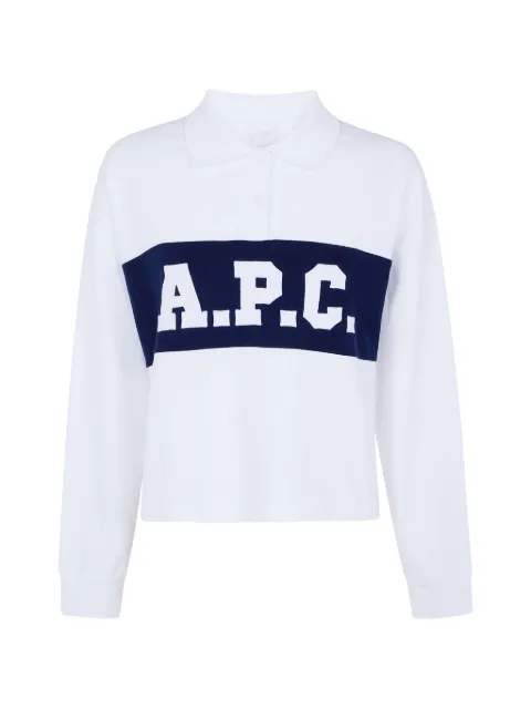A.P.C. Brianne logo-patch long-sleeve polo shirt White COHRUF26620