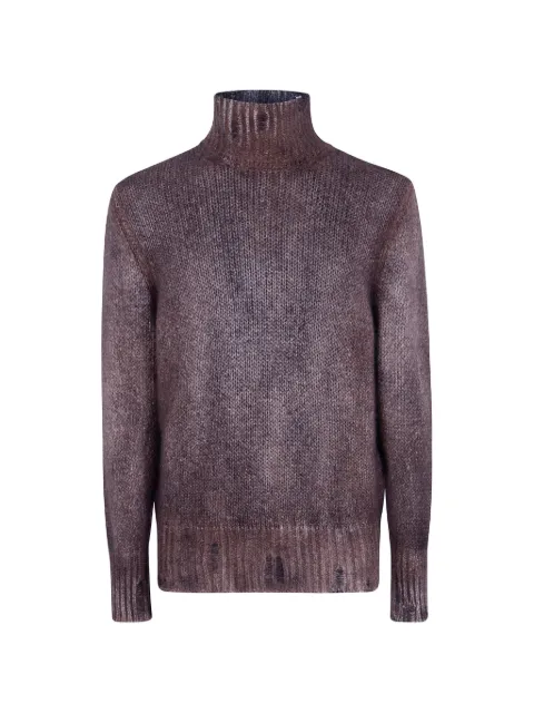 Avant Toi distressed-effect roll-neck sweater Brown 226WU3356CSGVH
