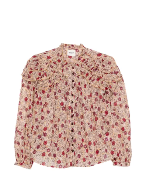 MARANT ÉTOILE floral-print ruffled shirt Neutrals HT0681FAD3J03E