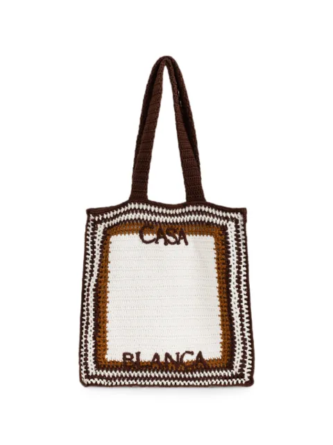 Casablanca logo-embroidered crocheted tote bag White APF26BAG19501