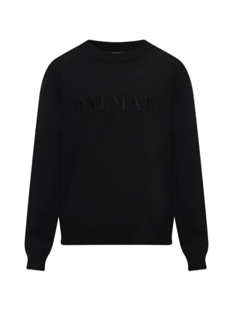 Balmain logo-embroidered sweater Black HH1KD185KK24