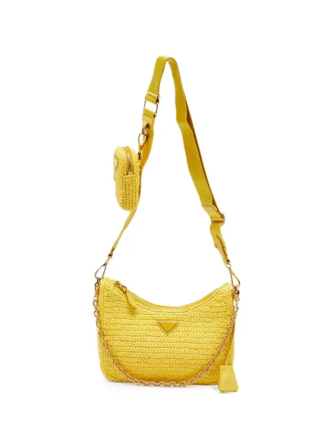 Prada Pre-Owned Re-Edition 2005 raffia shoulder bag Yellow 1380912