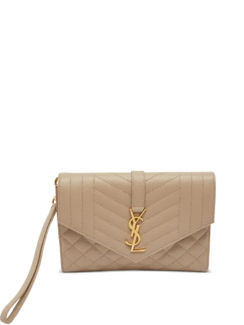 Saint Laurent Pre-Owned 2023 Envelope Mix Matelassé clutch bag Neutrals 1379193