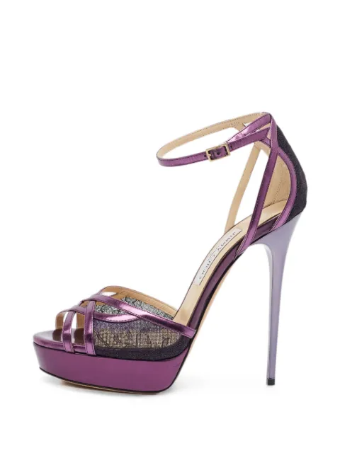 Jimmy Choo Pre-Owned Laurita lace sandals Purple 1380251