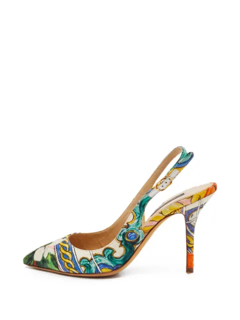 Dolce & Gabbana Pre-Owned floral-print slingback pumps Neutrals 1380935