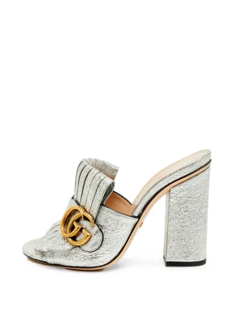 Gucci Pre-Owned GG Marmont fringed slide sandals Silver 1379620