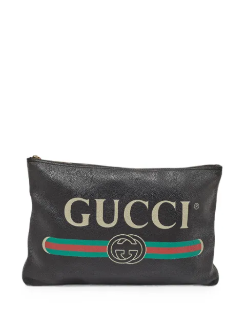 Gucci Pre-Owned Logo Portfolio clutch bag Black 1350480