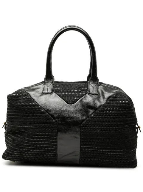 Saint Laurent Pre-Owned 2000-2026 Textured Fabric and Patent Easy Y tote bag Black KZK6M40798BI01YI
