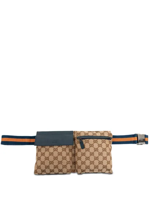 Gucci Pre-Owned 2000-2015 GG Canvas Web Double Pocket belt bag Neutrals 1CQR26SO8IB67D0G