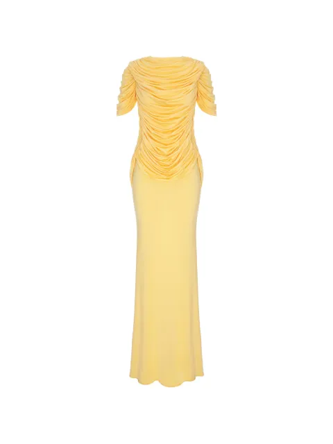 V:PM ATELIER Canary ruched draped maxi dress Yellow CRYVPM