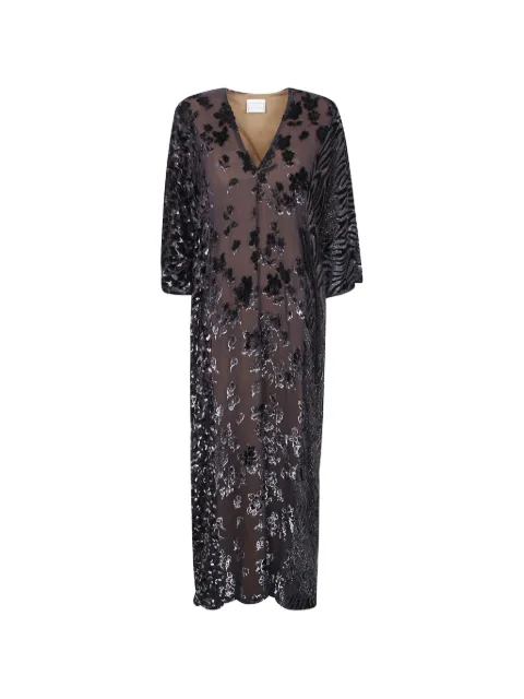 Pierre-Louis Mascia patchwork-pattern burnout-effect maxi dress Black PATCHWORK12970