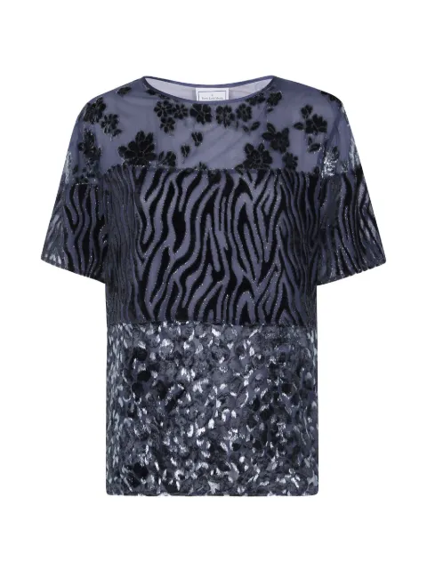 Pierre-Louis Mascia patchwork-pattern devoré T-shirt Grey PATCHWORK12971