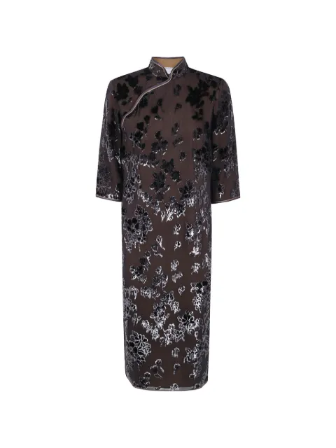 Pierre-Louis Mascia floral-devoré silk-blend midi dress Black VEFIOU12962