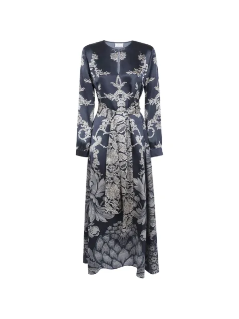 Pierre-Louis Mascia floral-print silk-satin midi dress Black MUTKAS12960