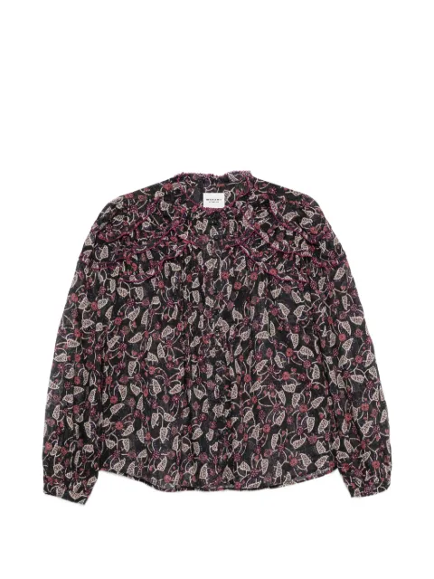 MARANT ÉTOILE Chrsita floral-print ruffled blouse Black HT0681FAD3J03E