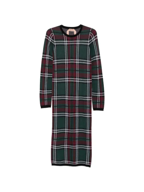 Nº21 tartan-check long-sleeve dress Green 26IN2M0AH0290060001