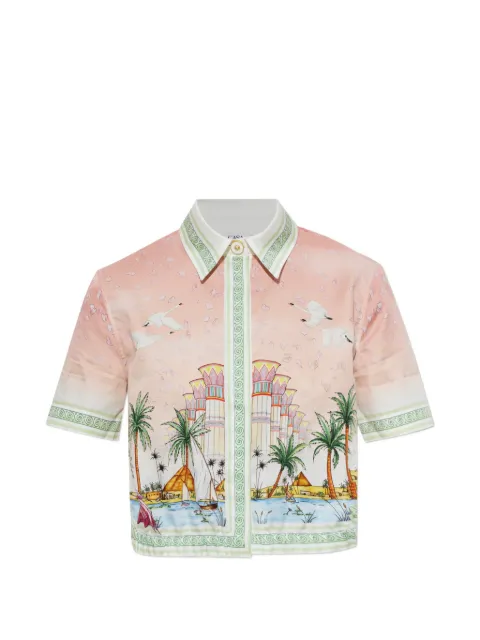 Casablanca printed cropped shirt Pink WPF26SH27301