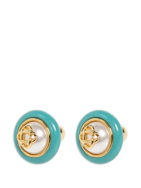 Casablanca pearl-embellished logo earrings Gold APF26JW404010