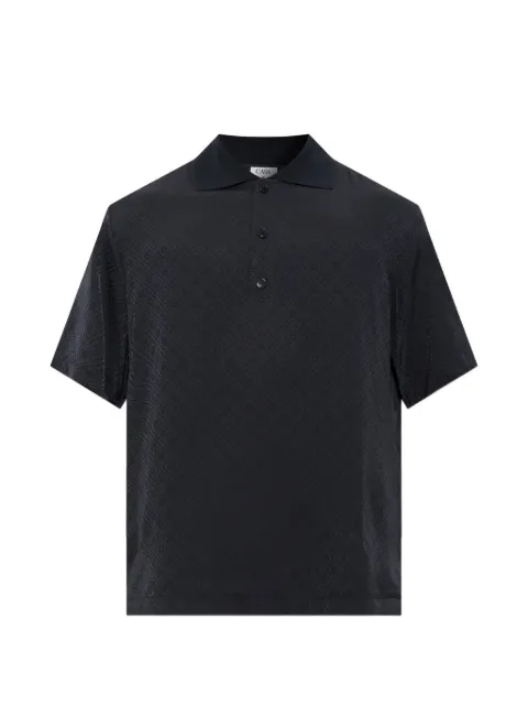 Casablanca dark navy knit collar short sleeve polo shirt Blue MPF26SH28601