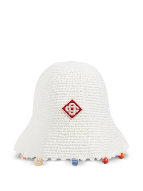 Casablanca crocheted logo-appliqué bucket hat White APF26HAT122010