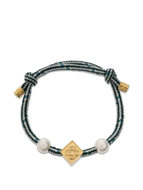Casablanca pearl-embellished logo-plaque bracelet Gold APF26JW415030