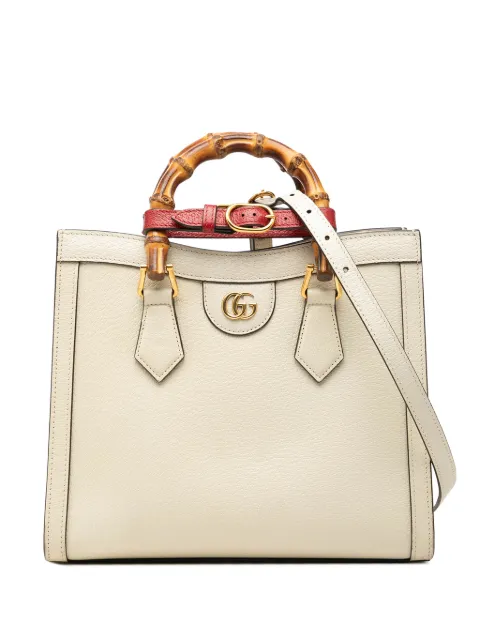 Gucci Pre-Owned 2016-2026 Medium Calfskin Bamboo Diana satchel White NTJM3NP2XEOGF9DH