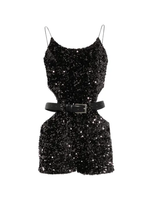 Vestiaire d'un Oiseau Libre Starlight sequin-embellished cut-out playsuit Black STARLIGHTCUTOUTJUMPSUIT