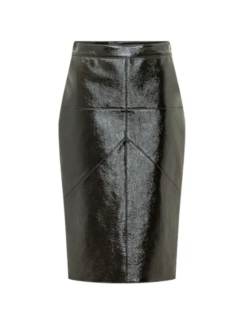 Lanvin vinyl straight midi skirt with cut-outs Black RWST02036378A26