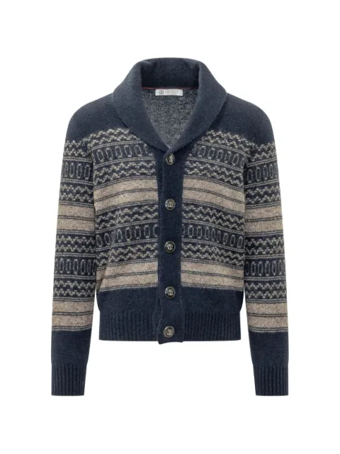 Brunello Cucinelli Fair Isle shawl-collar cardigan Blue MTF710006CUO52